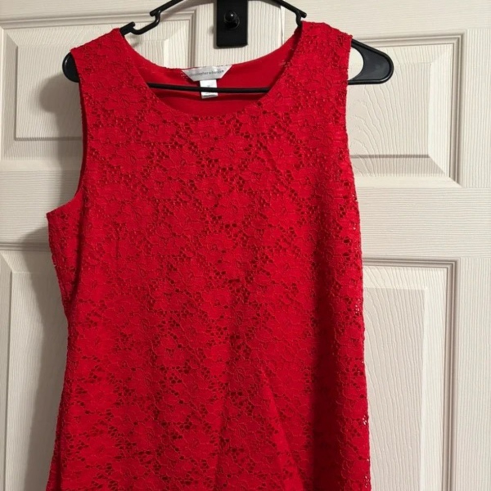 Christopher & Banks Red Lace Sleeveless Camisole Top